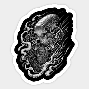 cyberpunk dark skull smoking Sticker